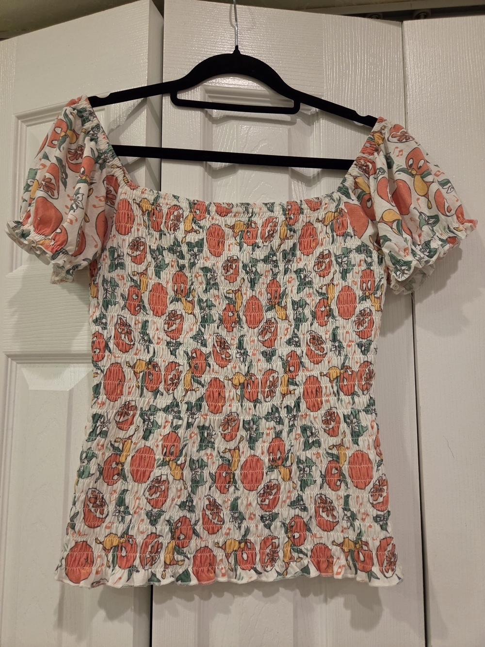 Disney 50th Anniversy Vault Collection Orange Bird Smocked Off-Shoulder Top